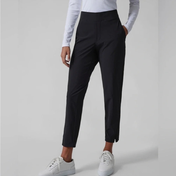 Athleta Womens size 8 Black Brooklyn Pull On Pants Ankle Stretchy Casual Pockets - Picture 1 of 9
